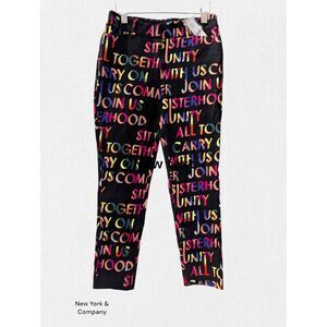 New York & Company Audrey High-Waisted Ankle Script-Print Pant  Sz 8